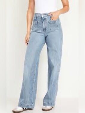 Old Navy Blue Wide-Leg Jeans with Front Patch Pockets